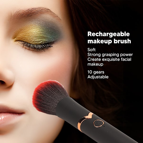 USB Makeup Brush Uppladdningsbar Massage 10 Växlar Justerbar Elektronisk Kosmetisk Borste för Att Lindra Ömhet Svart Rund Huvud