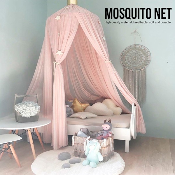 Elegant farge hjemmenett myggnetting barn seng baldakin netting barn baby soverom rosa