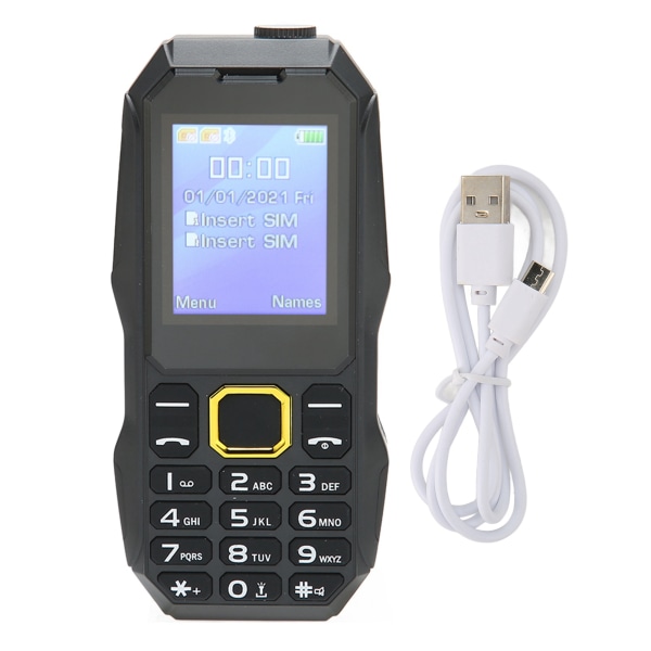 Äldre mobiltelefon 1,8 tum LCD stora knappar dubbla kort dubbla standby seniortelefon med 5800 mAh batteri