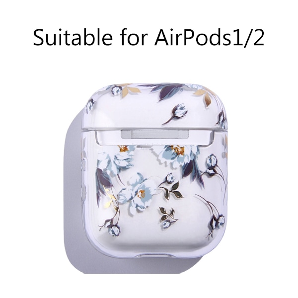 Blommönstrad Airpod-fodral med nyckelring, Stöttåligt skyddande skal kompatibelt med AirPods-fodral Klart skydd, Bästa presentvalet för kvinnor och flickor