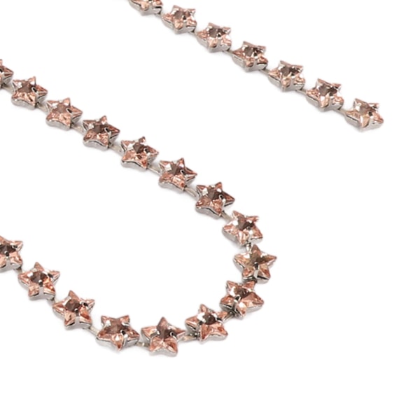 1 m Stjärna Strass Trim Kedja DIY Klippbar 1 cm Bredd Färgäkta Kristall Strass Klo Kedja för Kläder Hantverk Champagne
