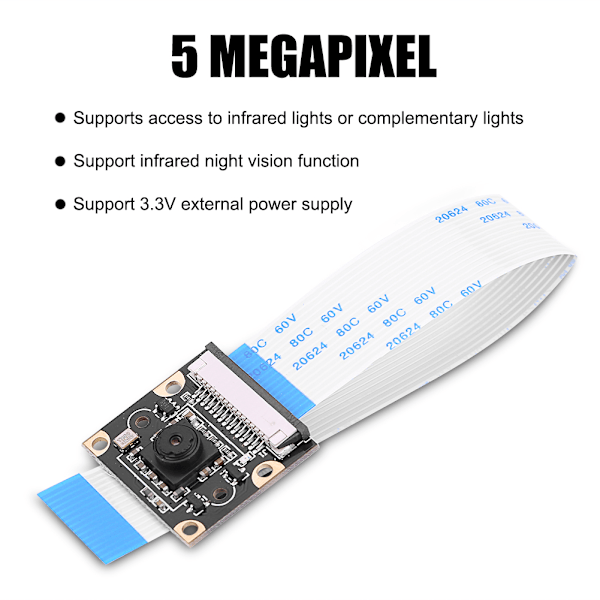 Generelt infrarødt nattversjonskameramodul OV5647-sensor 5 megapiksler for Raspberry Pi