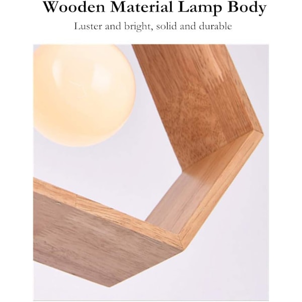 Rustik Vävd Taklampa, Modern Design Träpendellampa för Matsal, Har Klassisk Geometrisk Form (Trä Håldesign)