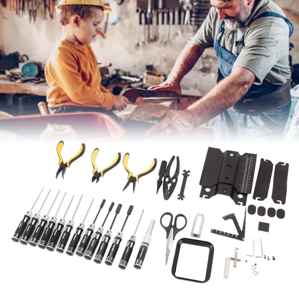 Justerbart RC-arbetsställ, skruvmejslar i aluminiumlegering för hobbyverktyg i flera delar, omfattande reparationssats med bärbar förvaring, ergonomiskt