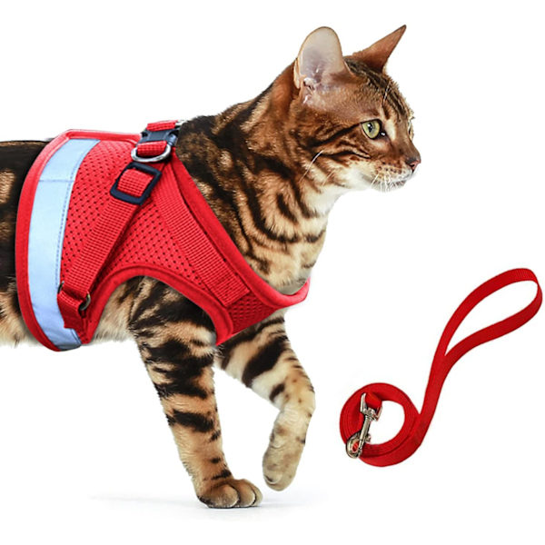 Cat Harness, Kitten Harness, Kitten Harness Cat Harness and Leash Adjustable Cat Harness Leash Breathable Vest Kitten Pet Vest (XS, Red 2)