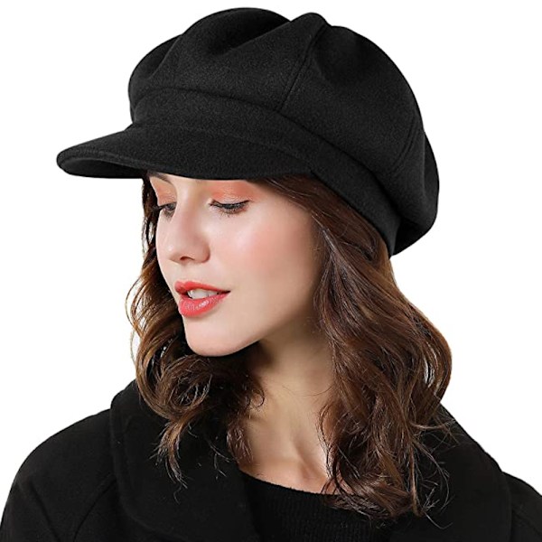 Hatte til kvinder Beret Caps Efterår Vinter Damer Ottekantet Hat C