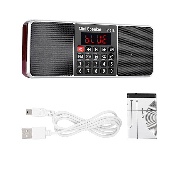 87,5-108MHz Stereo FM-radio PW Cut Memory Tf USB Musikk Håndfri samtale MP3-spiller Radio   Rød