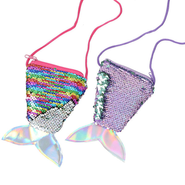 Sjöjungfru svans glänsande paljetter myntväska flickor crossbody väskor plånbok påse