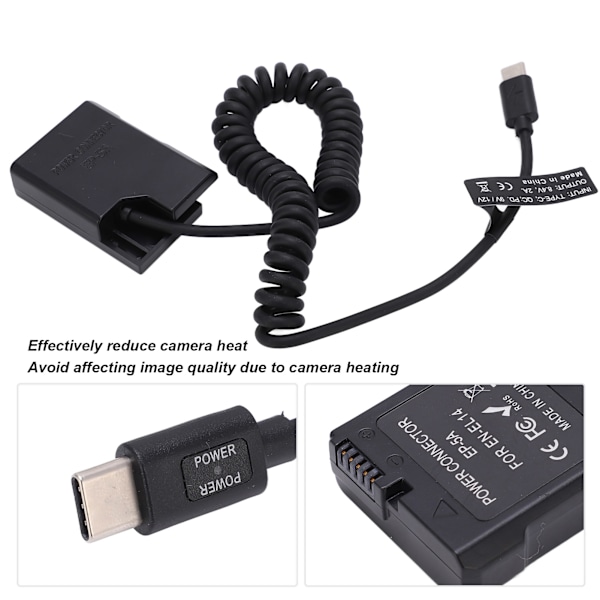 Type C Strømadapter DC Kobling ENEL14 Fuld Dekodning Dummy Batteri til Nikon D5600 D5500
