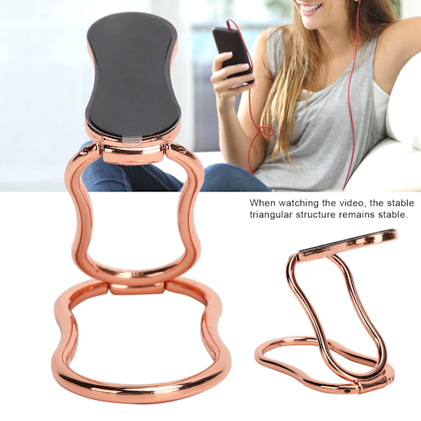 Finger Ring Mobiltelefon Holder Stativ Foldbar 360° Roterende Telefon Bag Håndgreb HolderRose Gold