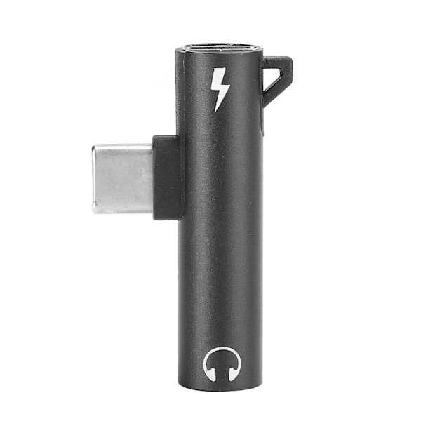 2 kpl 2-in-1 TypeC - 3,5 mm -ääniliitäntäkaapelilaturi, kuulokemikrofonijakaja, sovitin (musta)