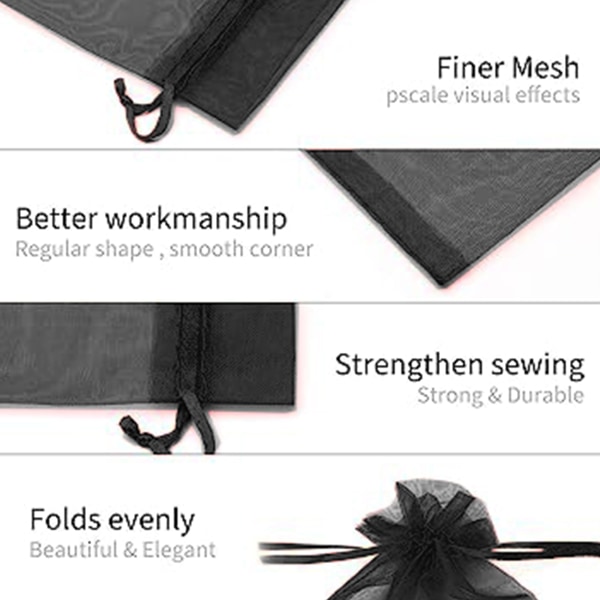 100 stk. 2,8\"x3,6\"(7x9cm) Gaveposer Snøre Organza Smykkeposer, Opbevaringspose