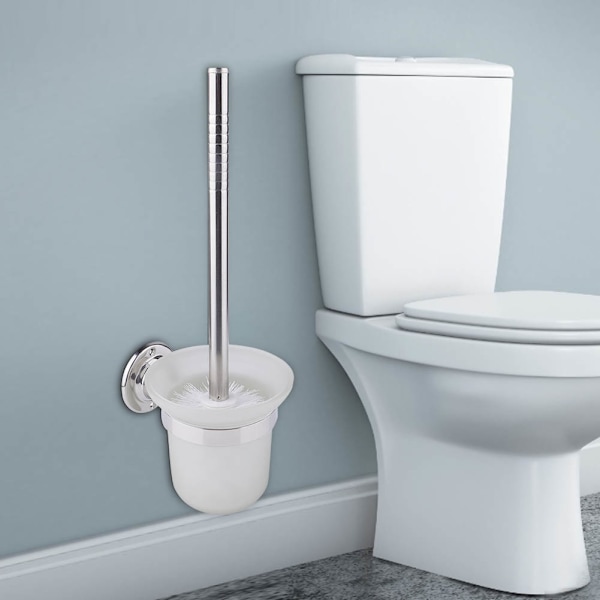Vægmonteret toiletbørste i rustfrit stål med holder
