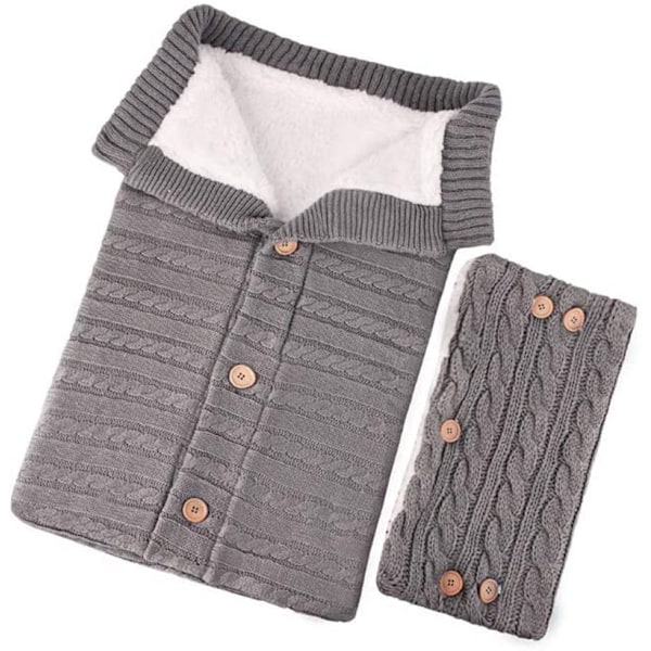 Multifunktionell Baby Filt, Högkvalitativ Stickad Ull för Oöverträffad Mjukhet, Tjock Stickad Ull Håller Bebisen Bekväm, Fodrad med Polar Fleece