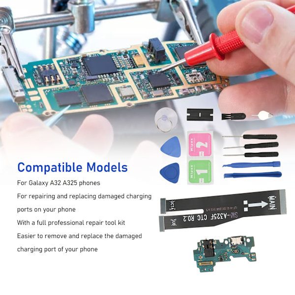 USB-ladekabel Flex-kabel erstatning Telefonlader Dock-kontakt Modulsett for Galaxy A32 A325