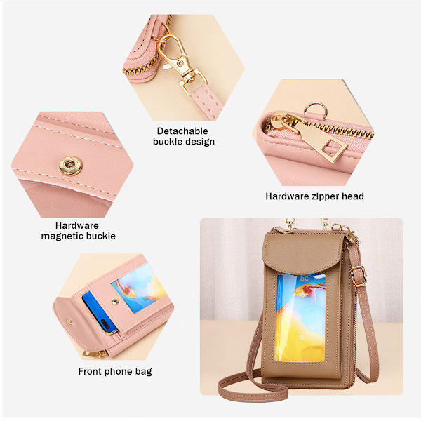 Pieni matkapuhelimen crossbody-laukku lompakko naisille, PU-nahkainen lompakkolompakko matkapuhelinlompakko naisille
