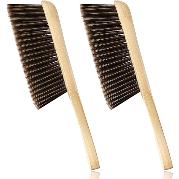 Hållbar Hästhårsborste, Bekvämt Handtag, Mjuka Borst För Skonsam Rengöring, Långt Trähandtag, Naturfibermaterial (2 ST)
