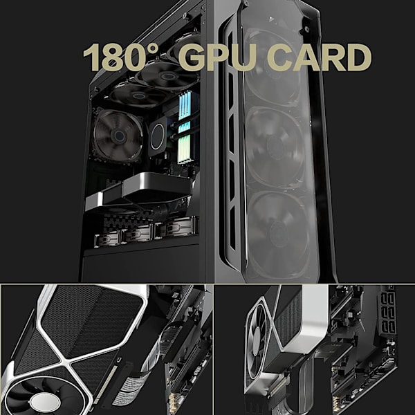 PCIE 4.0 X16 Extremt flexibel 180 graders höghastighets GPU-förlängningskort stigar kabel för RX6900XT RX6800XT RTX3090ti Svart