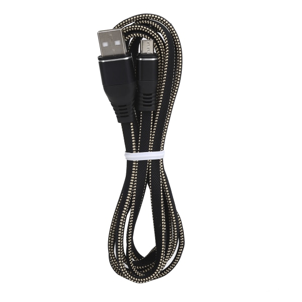 Micro USB-laddningskabel förlängd nylonflätad snabbladdningssladd för Android-mobiltelefonerSvart