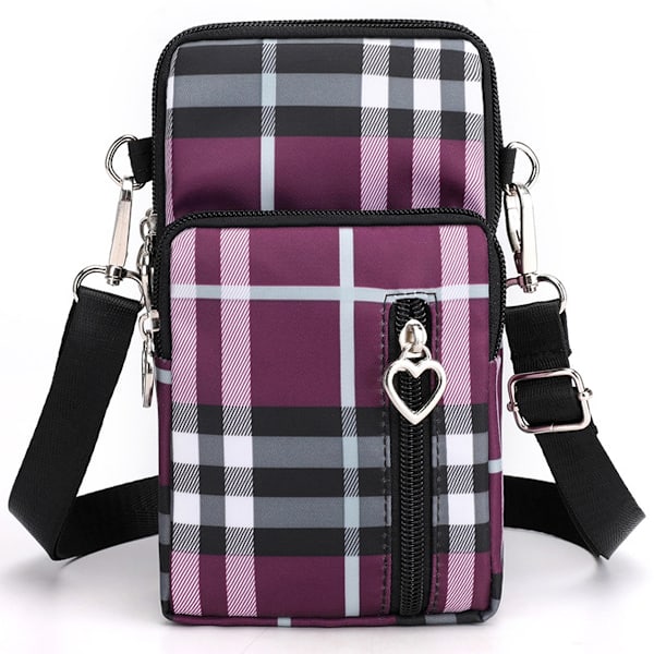 Pieni ruudullinen crossbody-lompakkopuhelinlaukku naisille, pieni crossbody-laukku, matkapuhelimen olkalaukku, minilompakko olkahihnalla