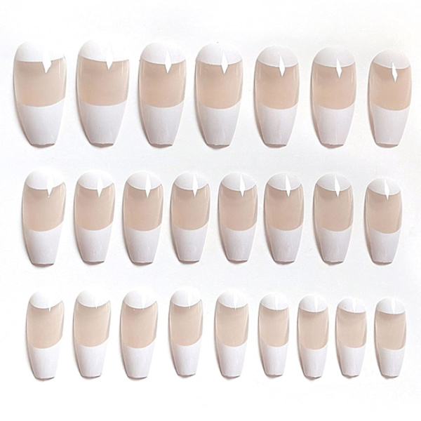 Franska kisttryck på naglar för kvinnor Glansigt omslag Falska naglar Ballerina nagelkonst DIY Akryl falska nagelspetsar Stick on naglar 24 st