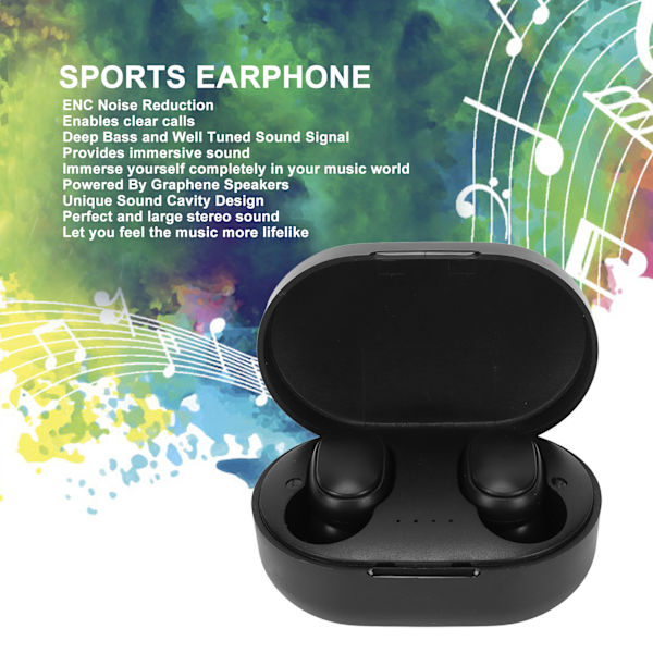 Bluetooth-ørepropper med støykansellering, stereo, innebygd mikrofon, trådløse øretelefoner med ladestasjon for smarttelefoner og nettbrett