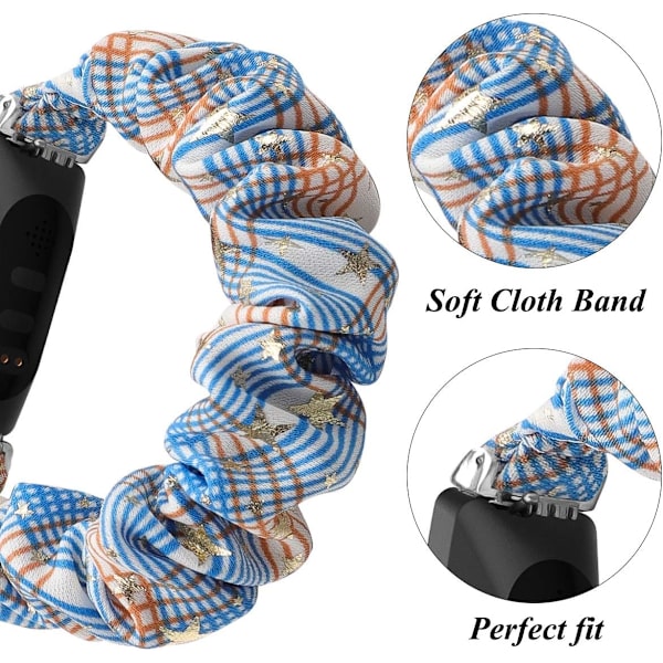 Scrunchies kompatibla med Fitbit Inspire 2 band/Inspire HR-band/Inspire, kvinnor mjukt elastiskt tygmönster printed tygarmband Ersättning för