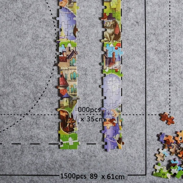 Halkfri Filtmatta, Pusselmatta för Pussel Upp Till 3000 Bitar, Pusselförvaring med Allt-I-Ett Pusselkit, Justerbara Remmar och Uppblåsbar