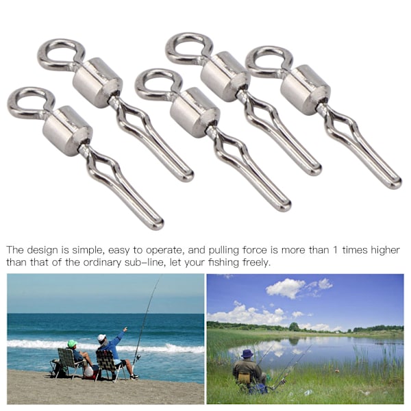 Metall American Type SubLine Clip Fiskehake Swivel Snabbkontakt Liten Fiskeutrustning (svart 6#)