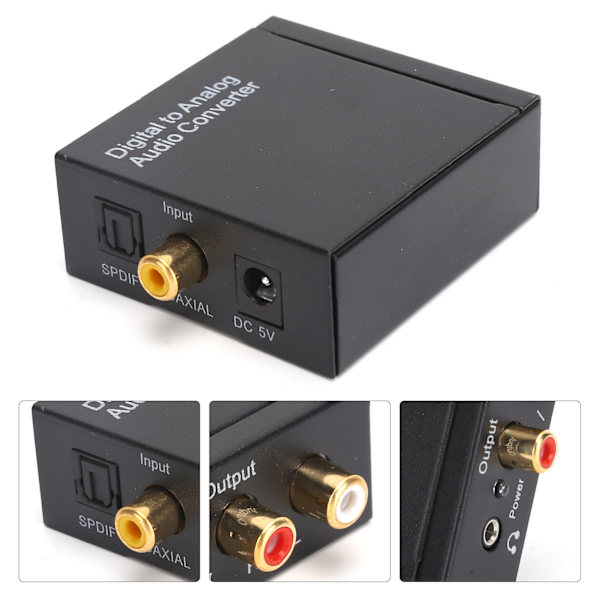3,5 mm ljudadapter digital optisk koaxial till analog RCA L R-omvandlare för professionell ljudväxling i hemmet (värd USB-kabel optisk kabel ljud