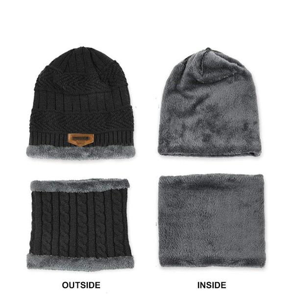 Kinder Wintermütze Beanie Hut mit Schal Set Slouchy Strickmütz