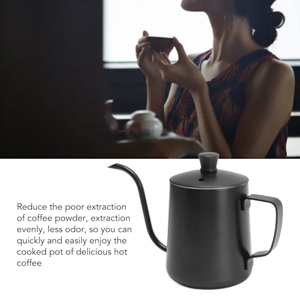 Häll över kaffekanna Lång smal pip 304 Rostfritt stål Gåshals Häll över handdropp Te Kaffe Kanna