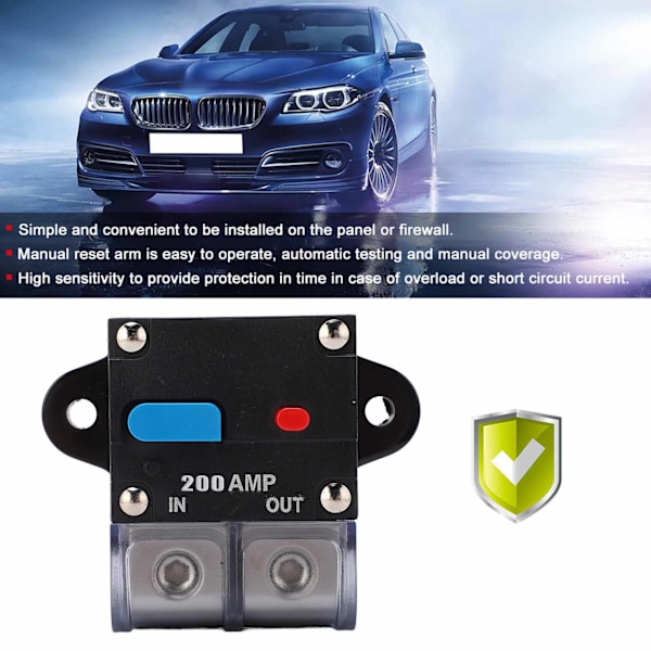 12-42 VDC Tungtjeneste Bil Auto Tilbakestill Inline Kretsbryter Selvutvinning Sikring (200A)