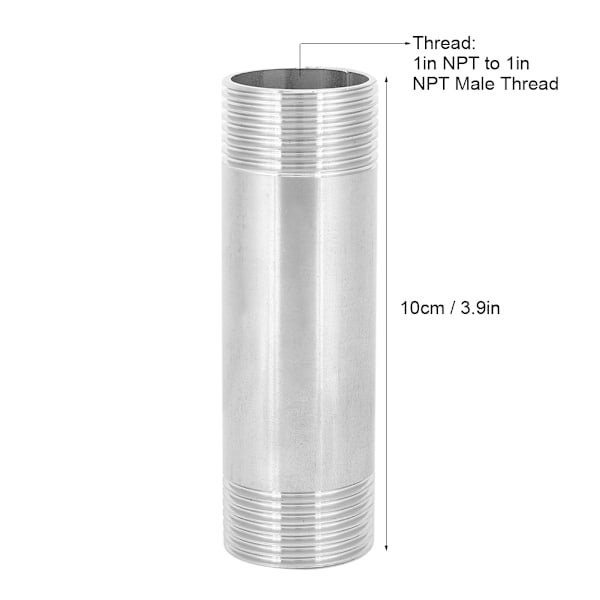 1in NPT til 1in NPT Hannippel 304 Rustfrit Stål Nippel Gevindrør Forbindelsesfittings