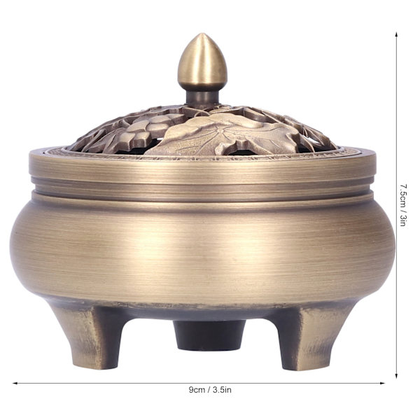 Antik Messing Røgelse Brænder Holder Med Låg 3-Benet Buddha Ornament Hjem Indretning