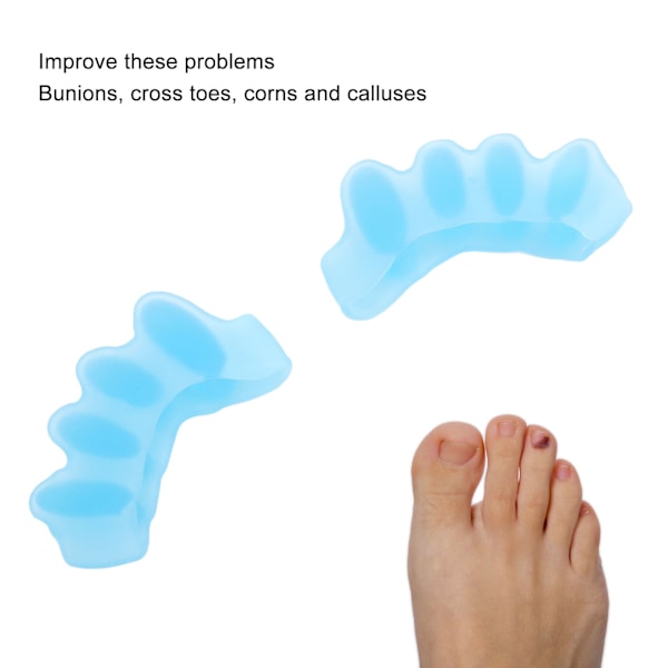 8 STK Tåseparatorer Silikone Ergonomisk Design Nem at Rengøre Overlappende Tæer Korrektion til Kvinder Mænd