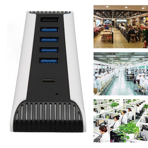 5-ports USB höghastighets expansionshub 4x USB 2.0 1x USB snabbladdningsport 1x USB C Plug and Play USB-hub för PS5