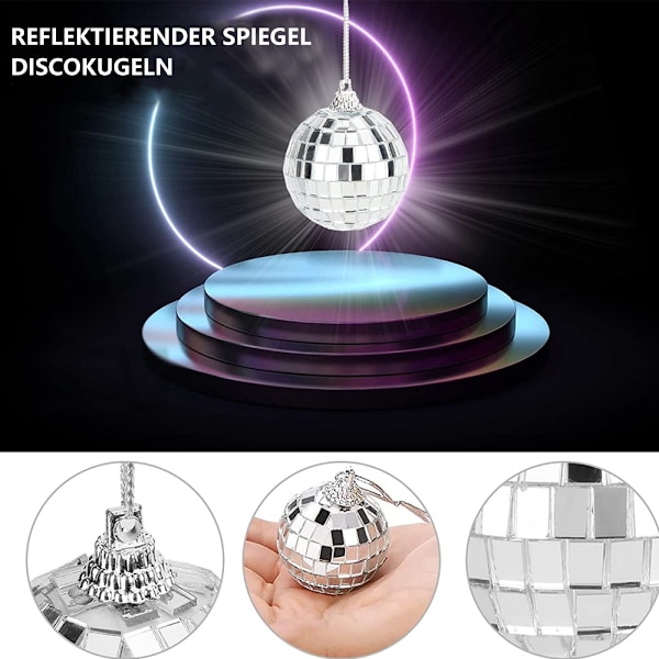 Silver Disco Reflekterande Spegel Julgranskulor Lätt att Hänga för Chr