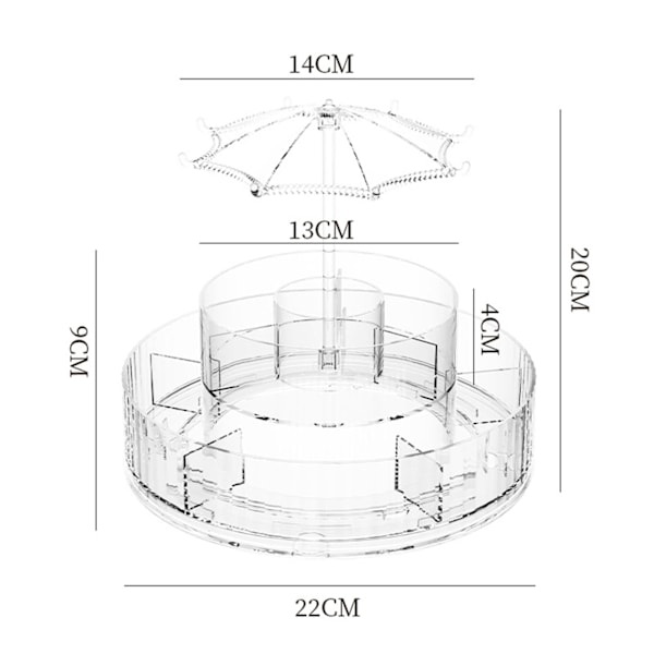 Roterende Makeup Organizer 360 Graders Spinn Kosmetik Display Etui Passer til Pensler Læbestifter Smykker