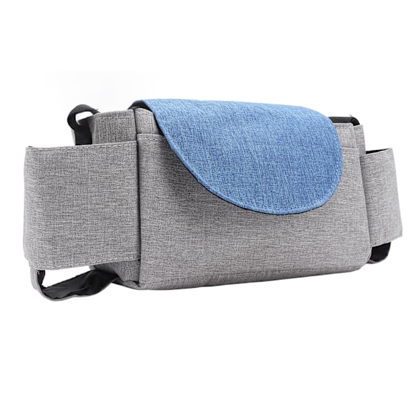 Baby Joggevogn Multi Lomme Oppbevaringspose Justerbar Spenne Håndvogn Hengepose Multi Lomme Baby Joggevogn Pose Grå Blå