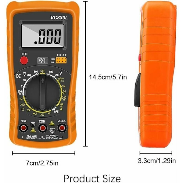 Digital multimeter, överbelastningsskydd med hög precision för AC DC spänningstestning, inbyggt stöd för handsfree-användning i laboratorier och fabriker
