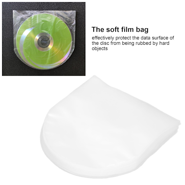 100 st CD/DVD innerfickor transparent plastficka för 5 tum CD och DVD mini-förvaring