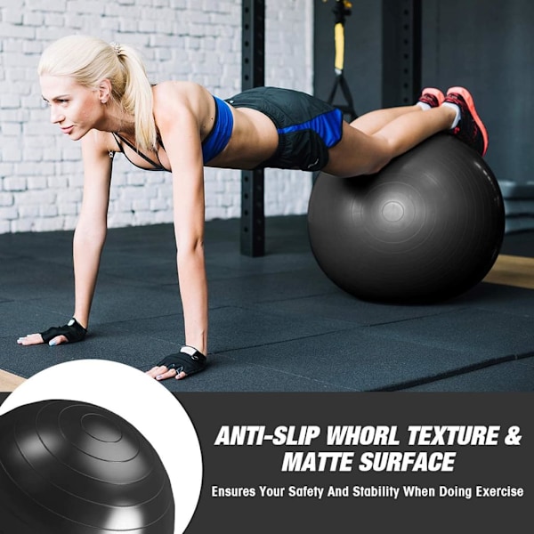Snabbuppblåsbar Träningsboll, Anti-Sprick Stabilitets- & Balansboll För Fitness & Träning, Halkresistent Giftfritt Gummi, Perfekt För Core