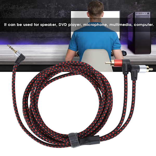 90° 3,5 mm Han-stik til 2RCA Han-stik Lydkabel ABS Stereo Mikrofonkabel til DVD Højttaler 3m