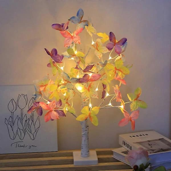 GETIT LED Birk Farverig Sommerfugl Trælys Julemodelleringslys
