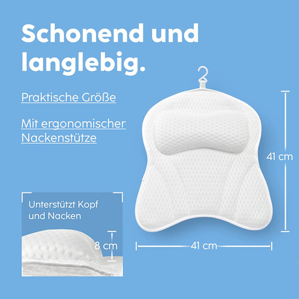 Badkarskudde, badkarskudde, nackstöd för rygg, badkarskudde, avslappningskudde, bärbara tvättbara badkarstillbehör, med 3D-luft