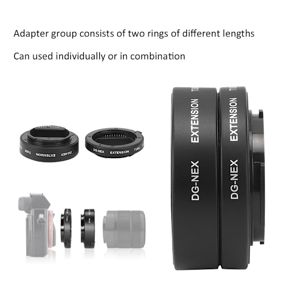 10mm+16mm Makro Adapter Ring Automatisk Fokuseringsforlængerrør til Sony NEX E-Mount Kamera