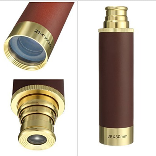 25x30 Pirat Messing Teleskop, Zoomable Spyglass, Sammenklappelig H