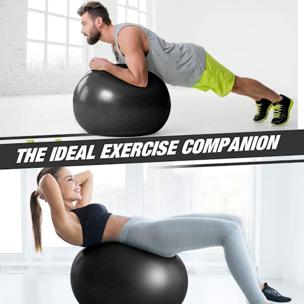 Snabbuppblåsbar Träningsboll, Anti-Sprick Stabilitets- & Balansboll För Fitness & Träning, Halkresistent Giftfritt Gummi, Perfekt För Core