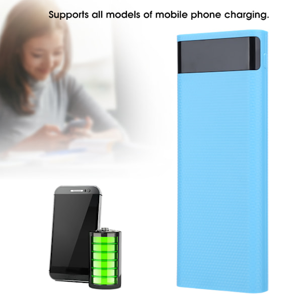 Snabbladdningsversion 8x18650 Power Bank Case USB DIY Kit Skal Batterihållare LaddningsboxBlå